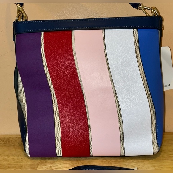 CHEVAL Made In Italy Woven Leather Color Block Panels Shoulder Bag - Picture 6 of 8